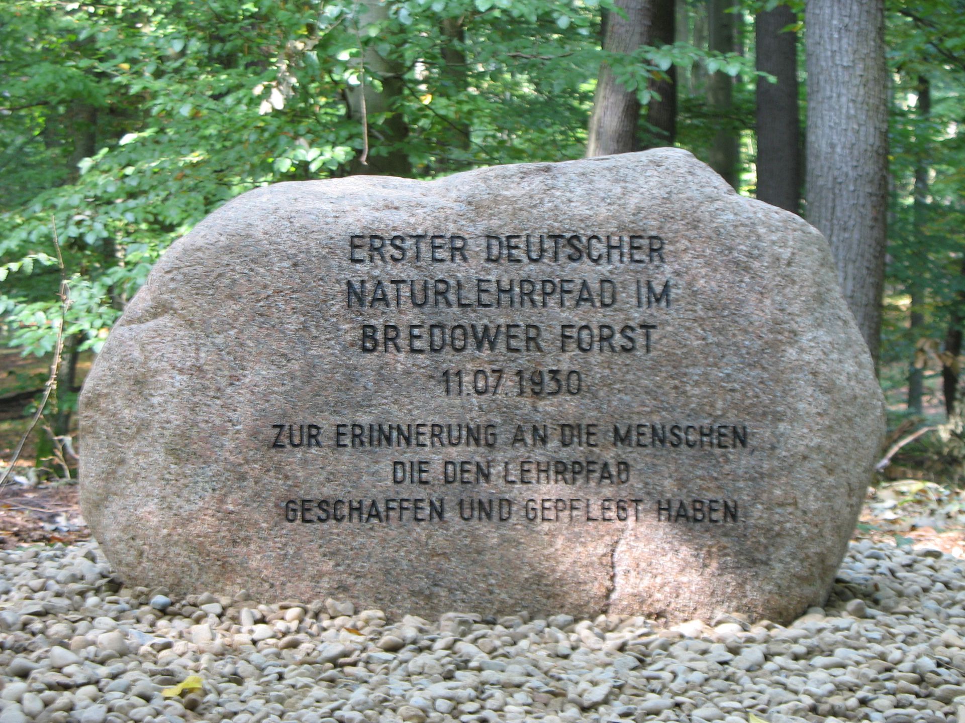 Memorial stone for the nature trail