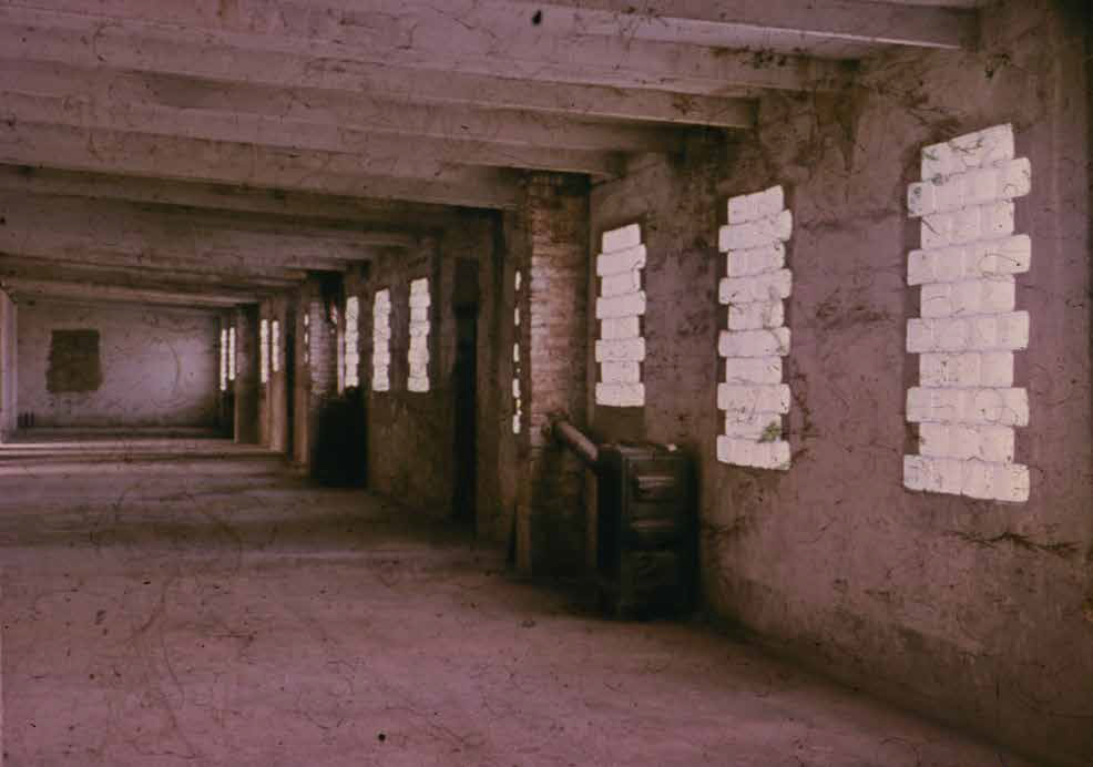 Interior view of the prisoner barracks that have been preserved